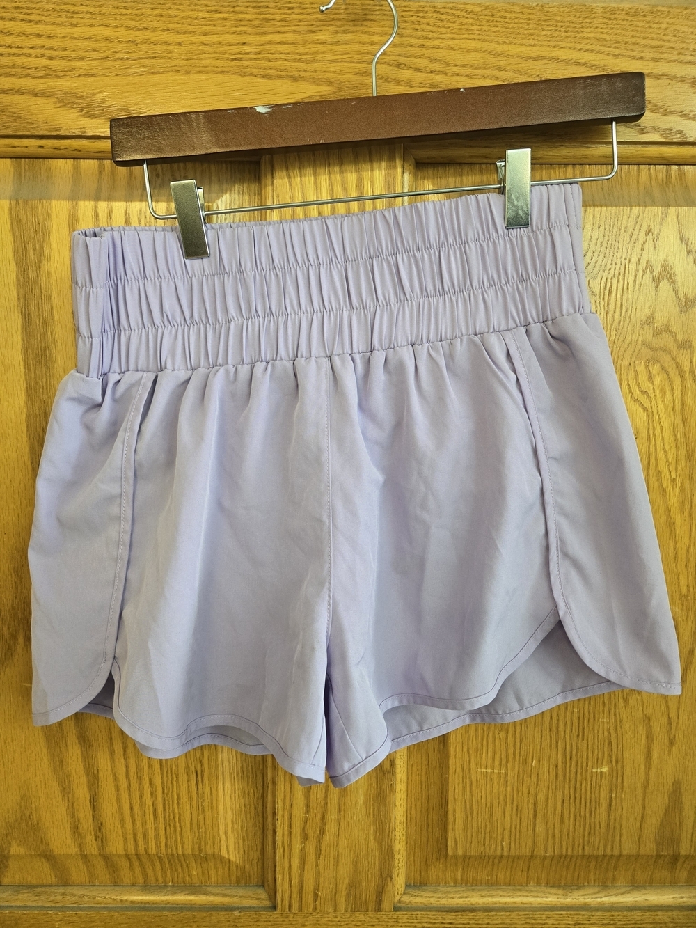 Pink Lily Women’s Lavender Elastic Waist Running Shorts